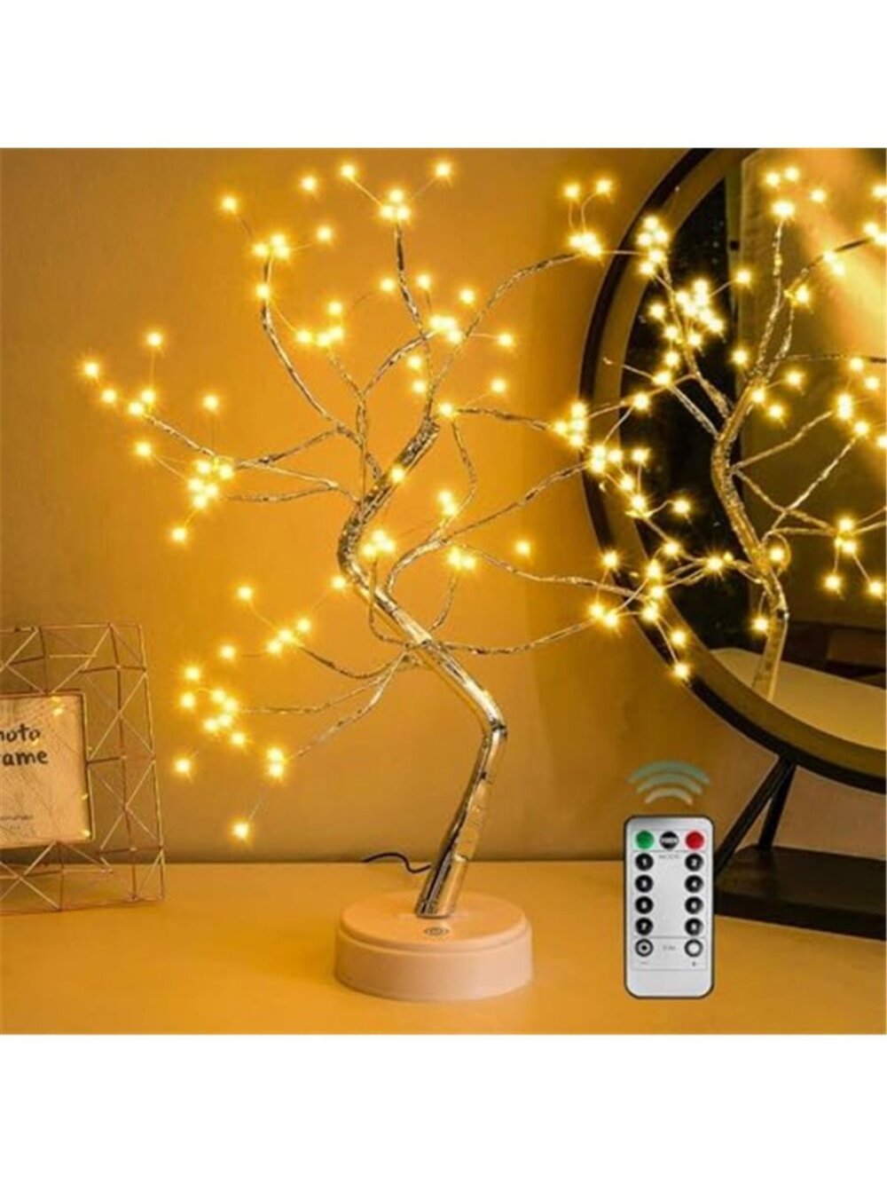 20 Inch LED Bonsai Tree Lamp USB Battery Fairy Light Remote Warm White Desk
